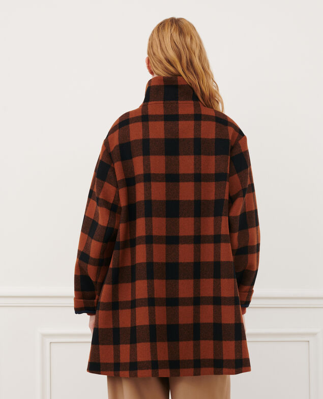 Abrigo corto de lana mezclada 8861 29 darkorange check