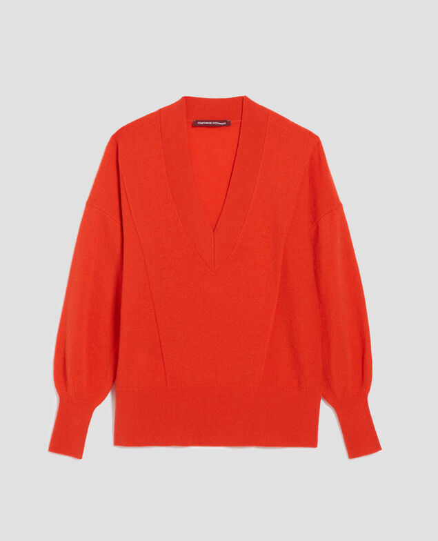 Jersey con cuello de pico de cachemir I260 pureed pumpkin