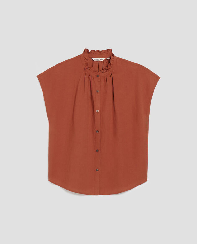 Camisa sin mangas con cuello de volantes U260 orange
