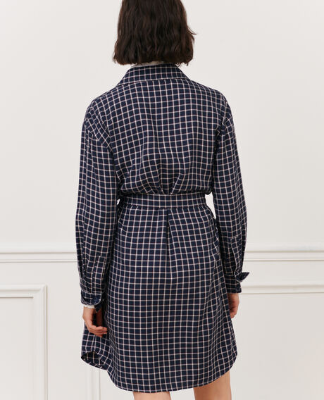 Vestido camisero de cuadros 8869 69 navy check 2wdr277v13