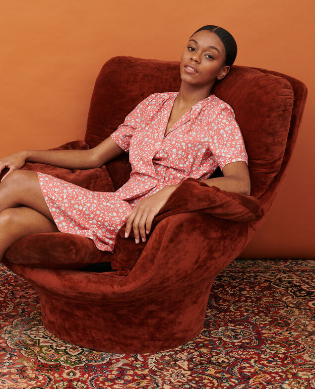 Vestido con escote cruzado 96 print pink