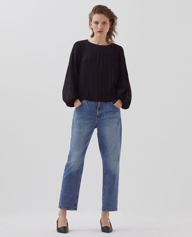 Blusa fluida plisada H091 black beauty