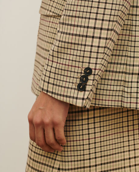 Chaqueta blazer de algodón mezclado 0400 cream checks 3sja272c04