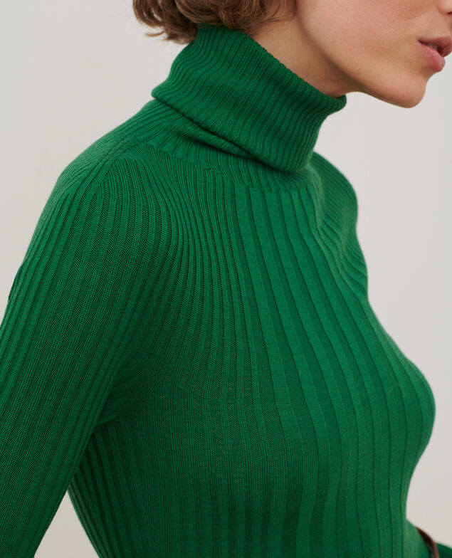 Jersey cuello vuelto de lana merino A541 bright green knit 3wju078w20