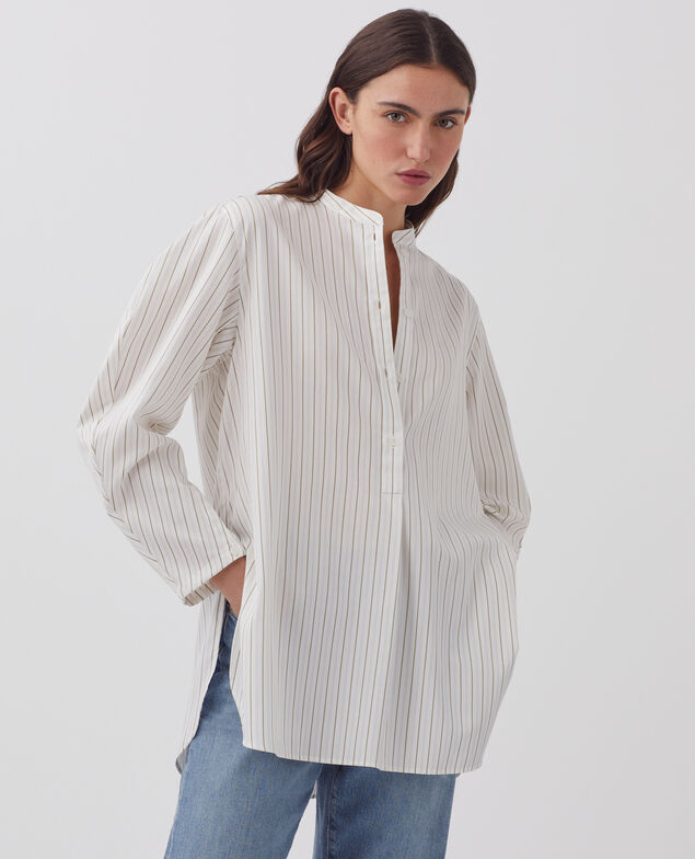 Camisa oversize de algodón satinado J011 st white kaki