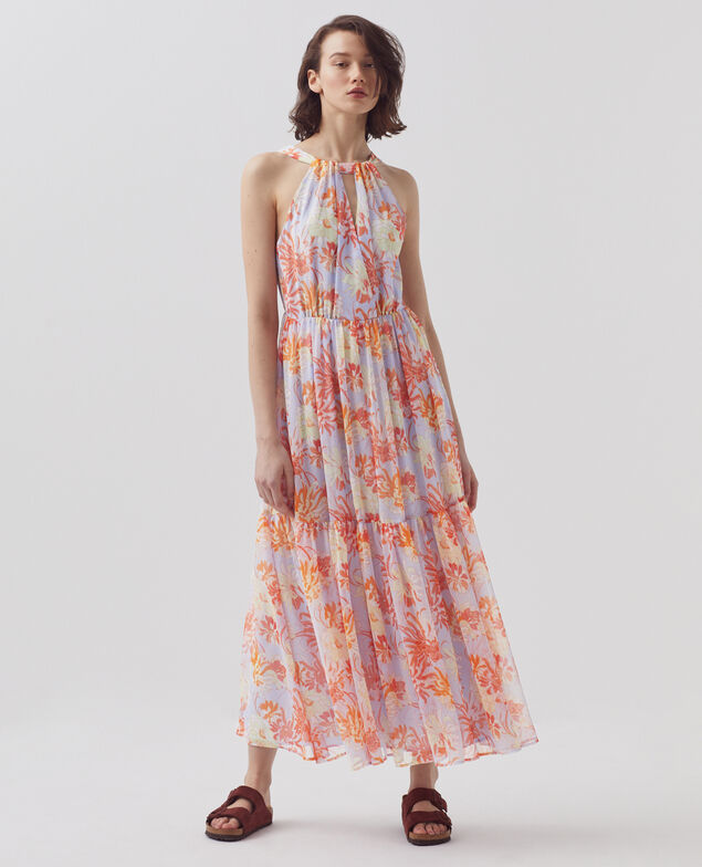Vestido largo fluido H603 dahlia blue