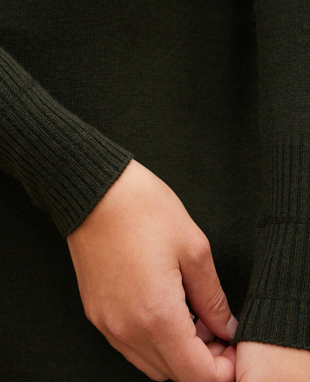 Vestido evasé de lana merino Military green