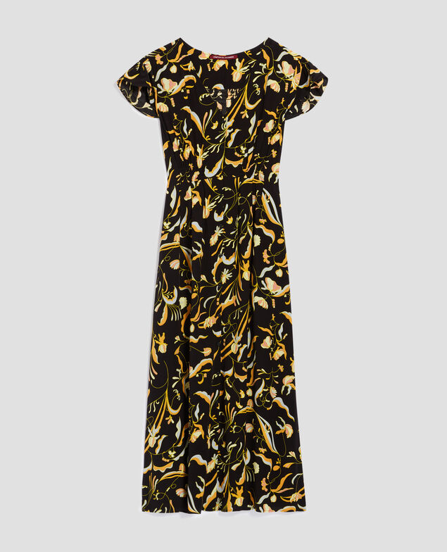 LUDIVINE - Vestido estampado fluido H094 delicate fl black2