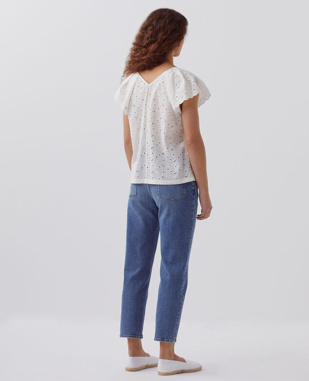 Top bordado de algodón H003 white