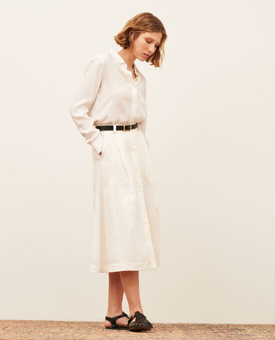 Falda larga de lino 01 WHITE