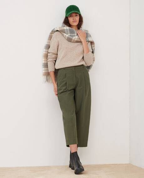 PEGGY - Pantalón carrot de sarga con punto jersey