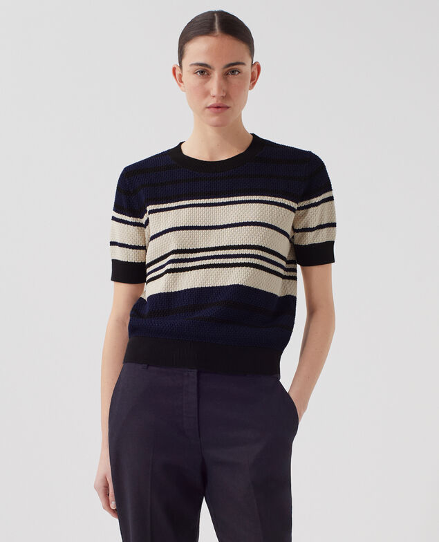 Jersey con manga corta de algodón J695 st ecru navy