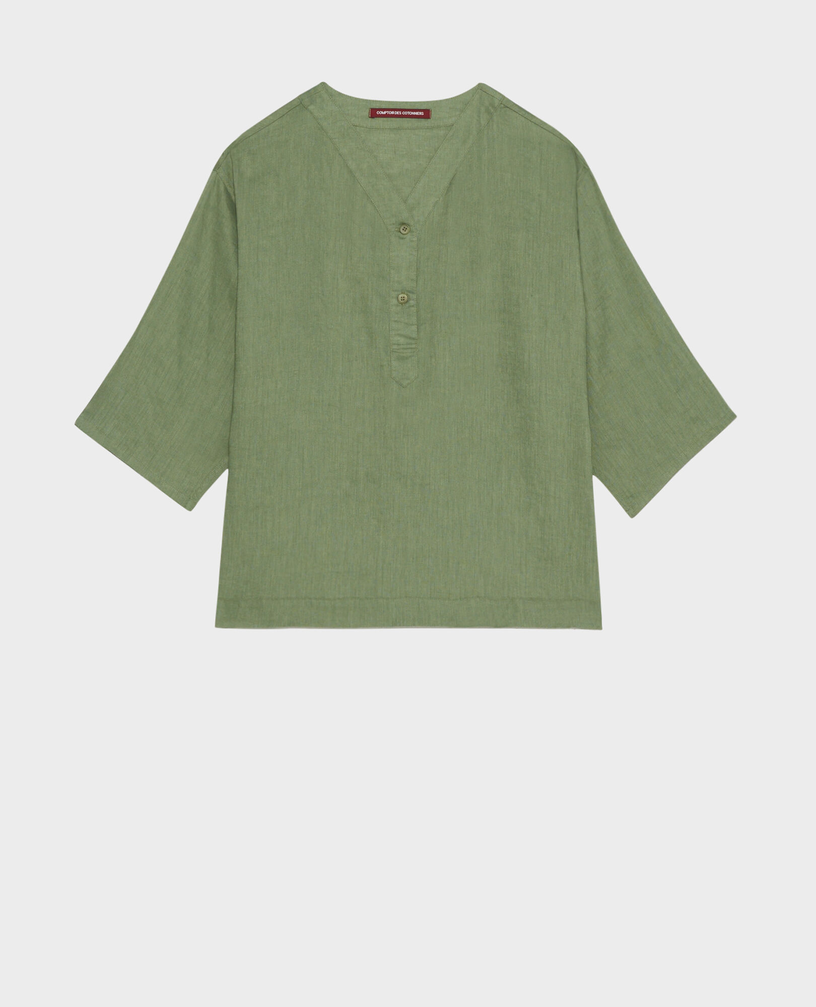 Blusa tunecina de lino 52 green 2sbl136f04