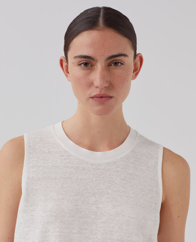 MARCELLE - Camiseta de lino sin mangas U010 off white