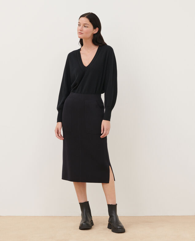 Falda larga de lana 8891 09 black 2wsk133w21