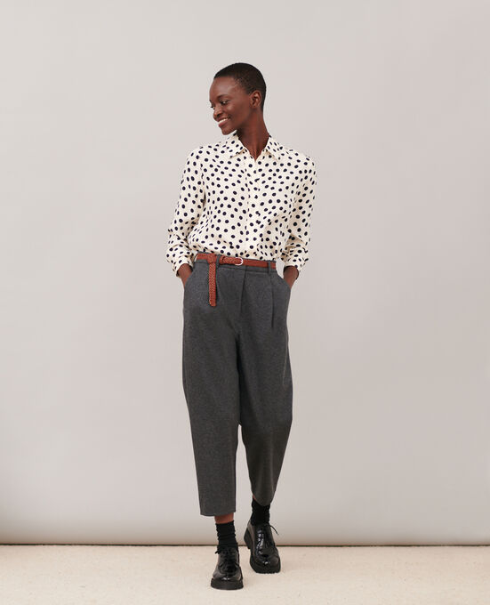 Pantalón cigarette de punto jersey de lana 8897 04 GRAY