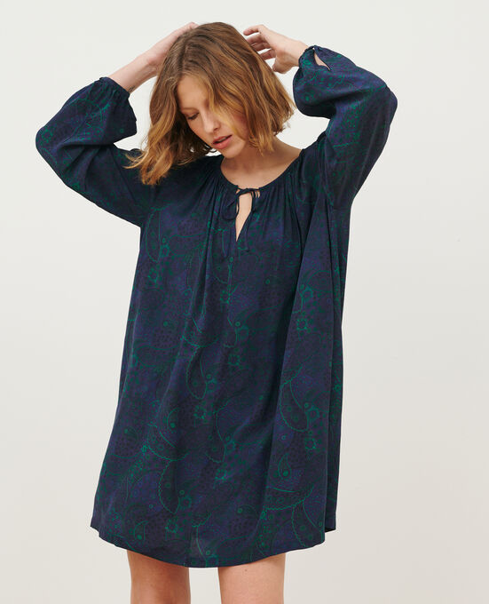 Vestido estampado fluido A684 PAISLEY NAVY