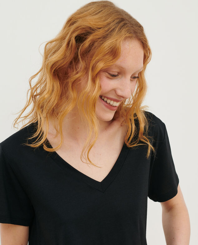 LÉA - Camiseta fluida con cuello de pico