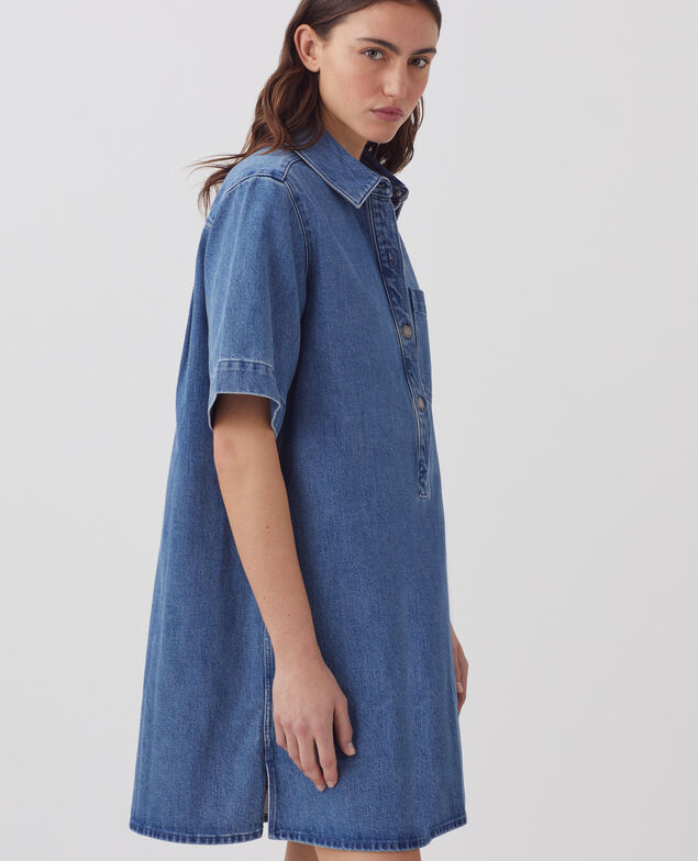 Vestido camisero corto en denim J621 light blue