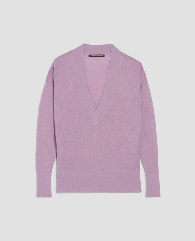 Jersey de manga larga con cuello de pico J720 lavender herb