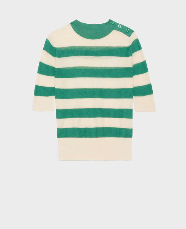 Jersey con manga corta de lino 0551 pine green stripes