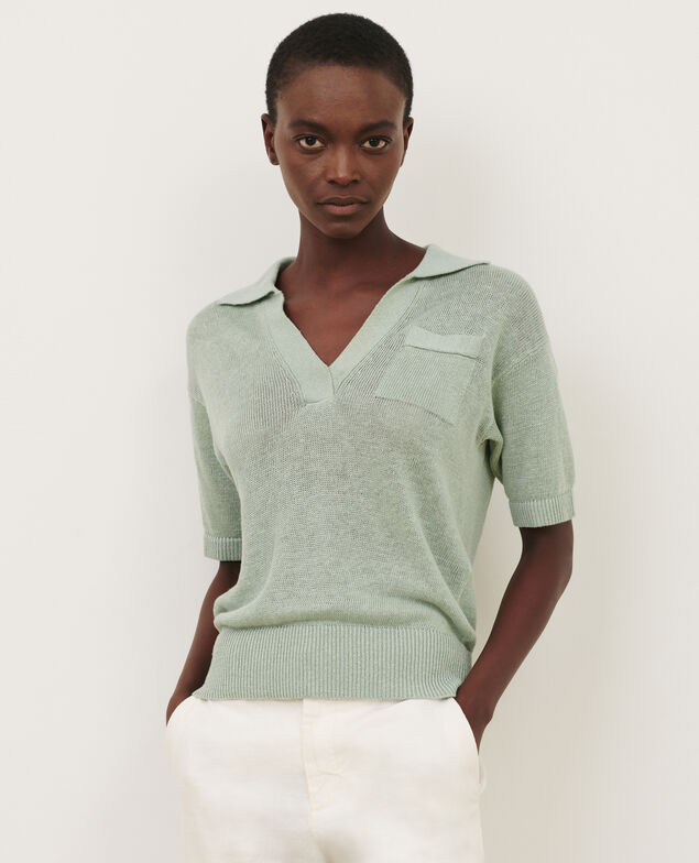 Polo de lino con manga corta 50 green