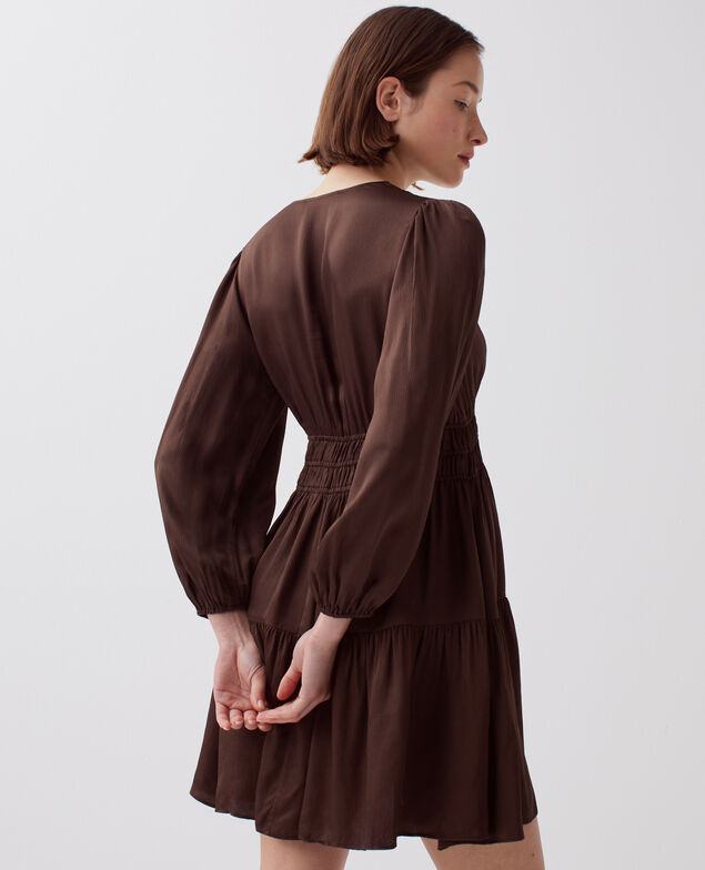 Vestido corto fluido I390 coffee bean
