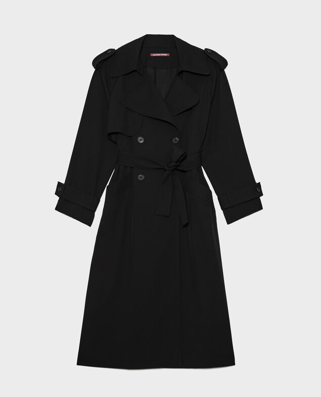 Trench oversize de lana fluida Black beauty