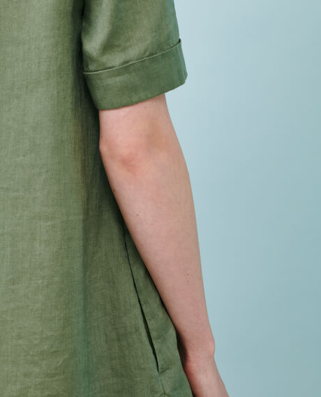 DAISY - Vestido icónico de lino 52 green 2sdr355f04