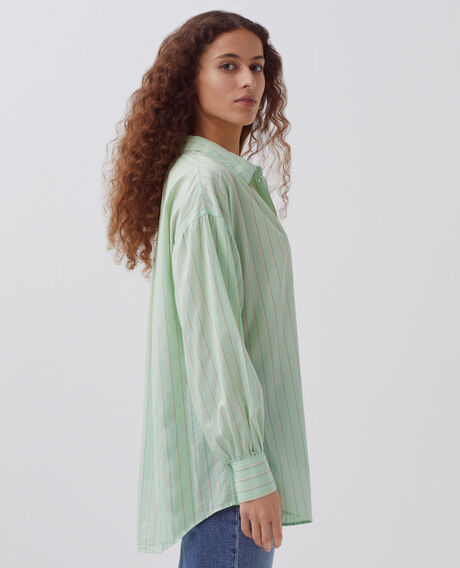 Camisa túnica de algodón 0511 green stripe 3ssh283c21