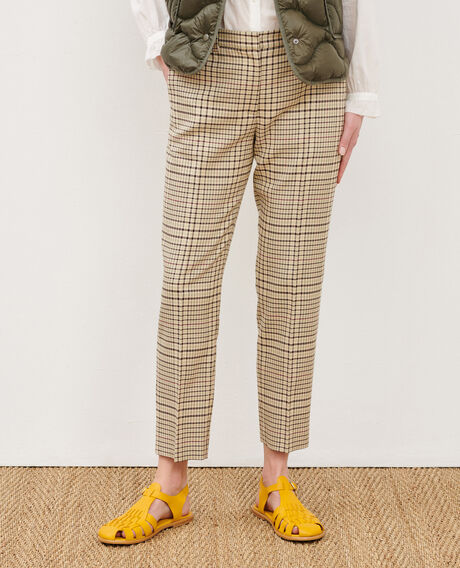 MARGUERITE - Pantalón cigarette 0400 cream checks 3spa005c04