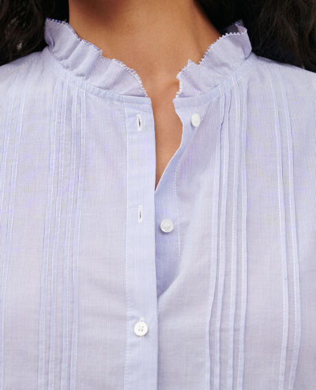 Camisa de algodón 0612 blue mini stripes 3ssh007c21