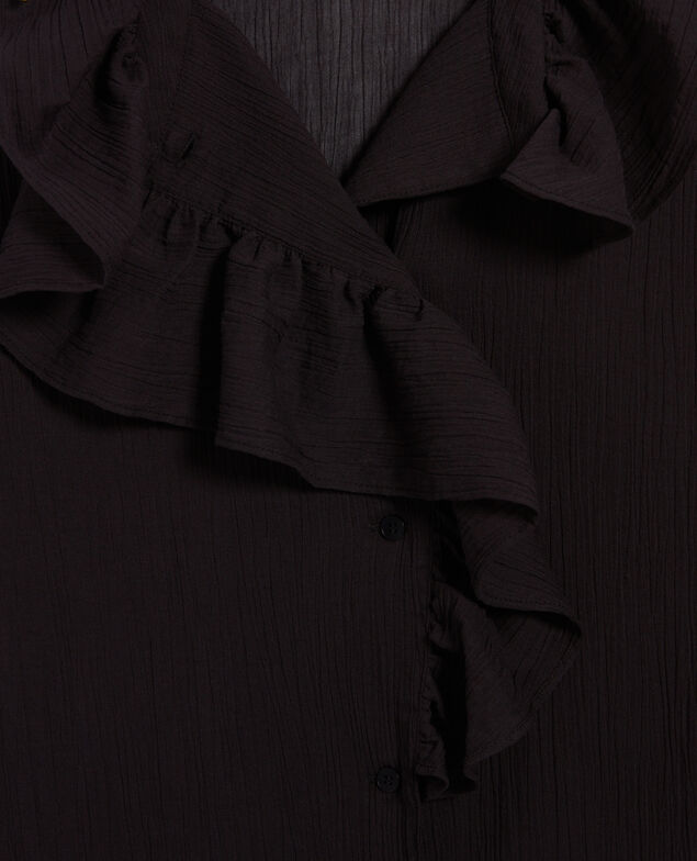 Blusa con volantes de algodón plisado H091 black beauty