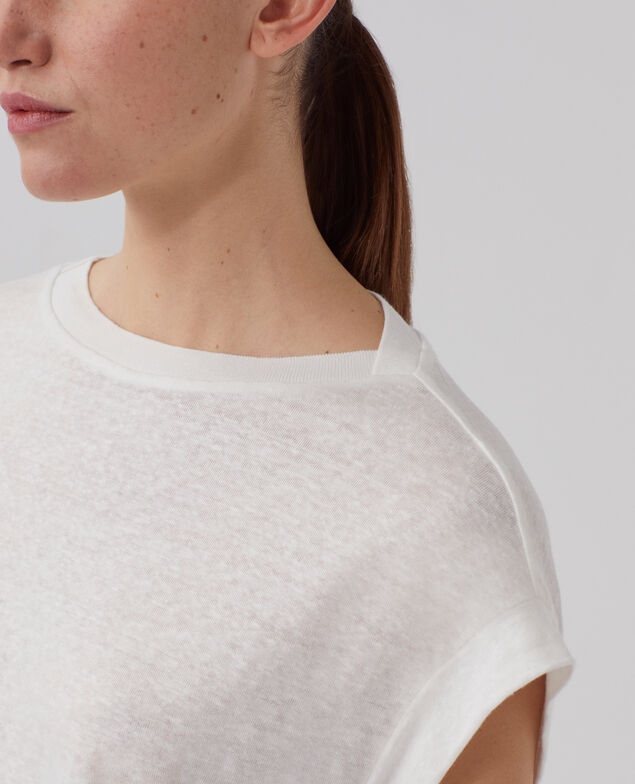 KARO - Camiseta corte caja de lino U010 off white