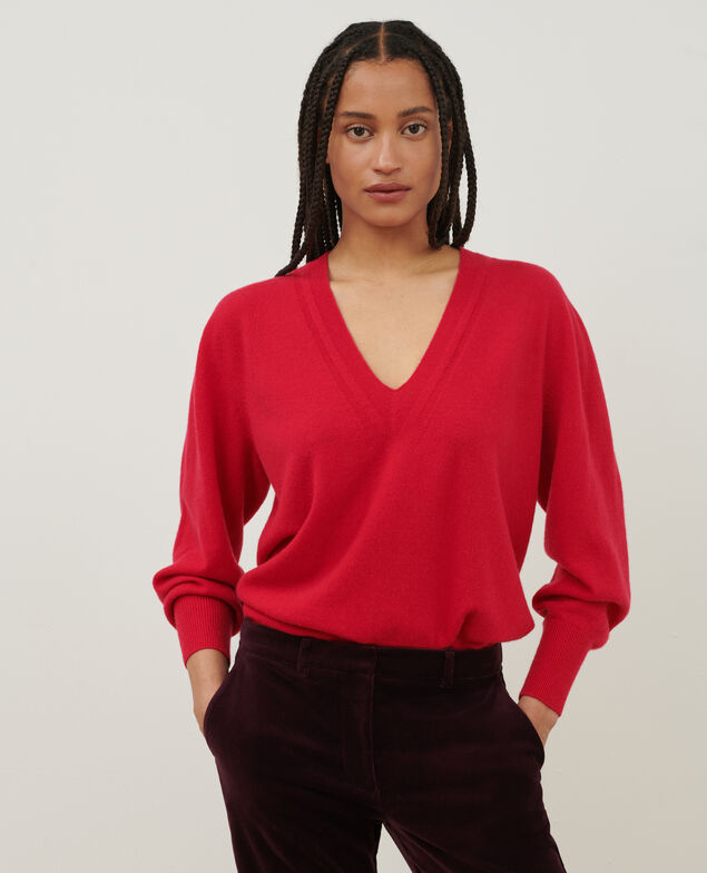 Jersey con cuello de pico de cachemir