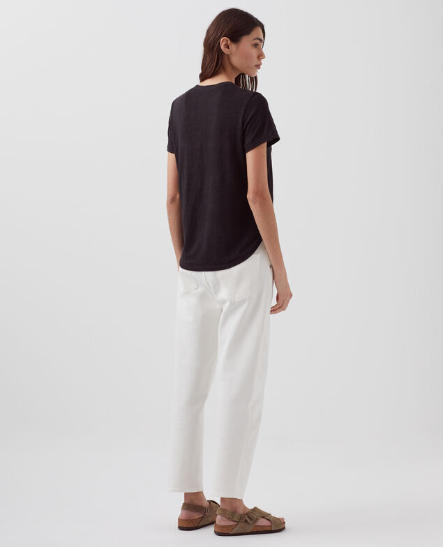 AMANDINE - Camiseta con cuello redondo de lino H091 black beauty