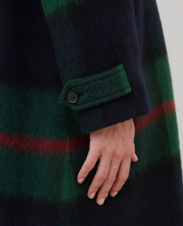 Abrigo largo de lana mezclada A551 green check 3wco018w27