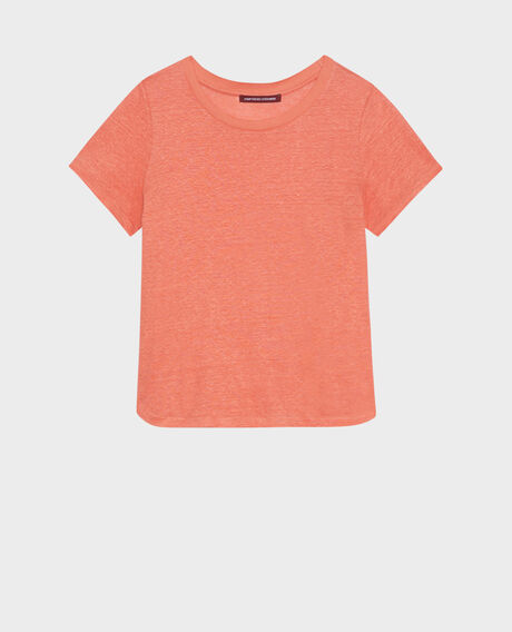 AMANDINE - Camiseta con cuello redondo de lino 21 light orange 2ste055f05