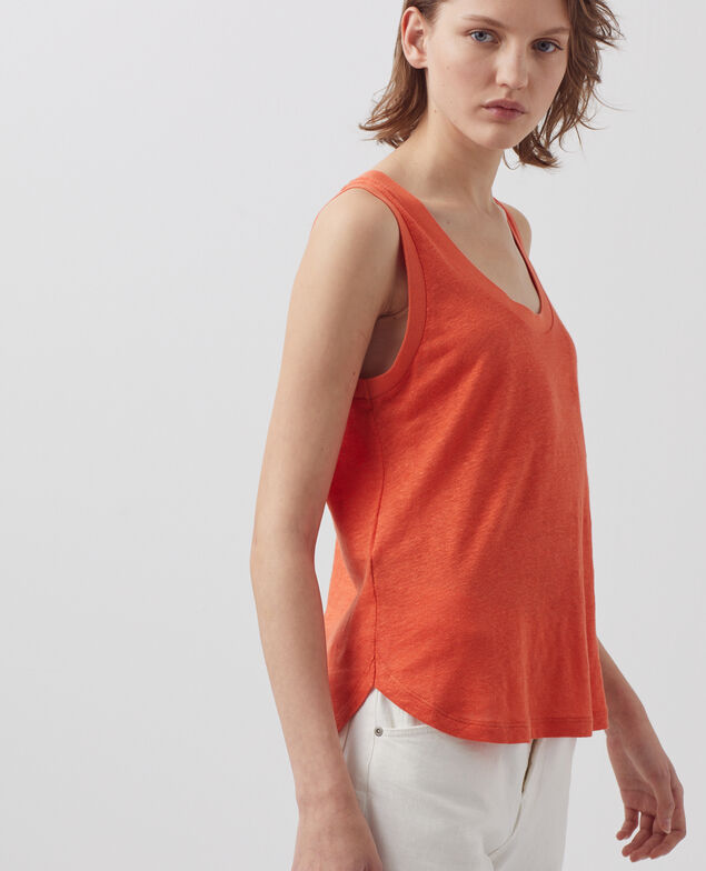 Camiseta sin mangas de lino 0250 tiger lily orange
