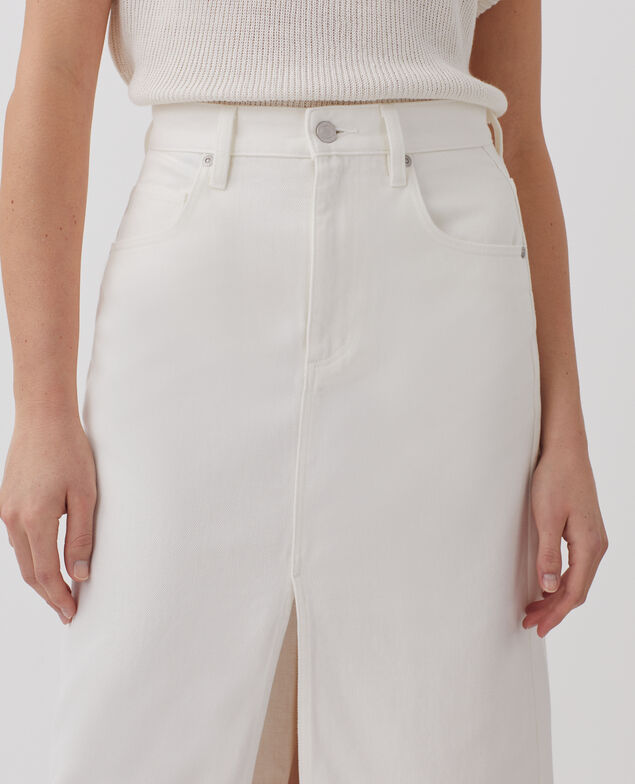 Falda midi en denim H003 white