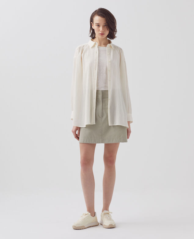 Blusa de algodón plisado H303 white swan