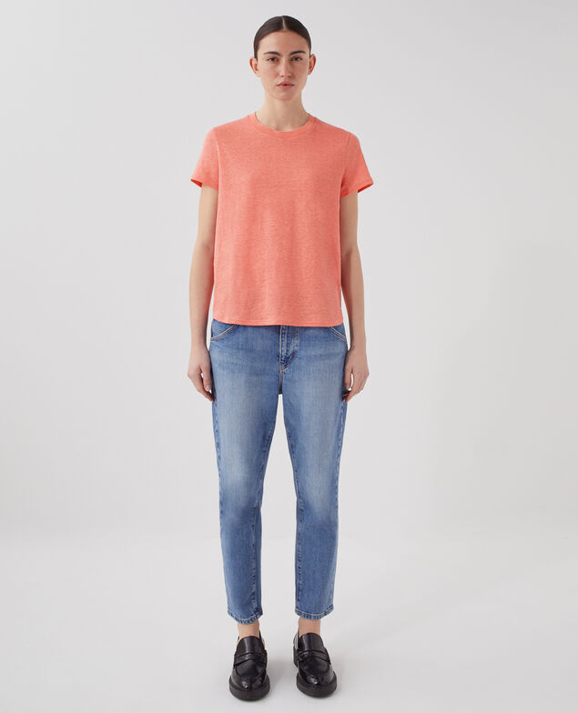 AMANDINE - Camiseta con cuello redondo de lino U120 pink