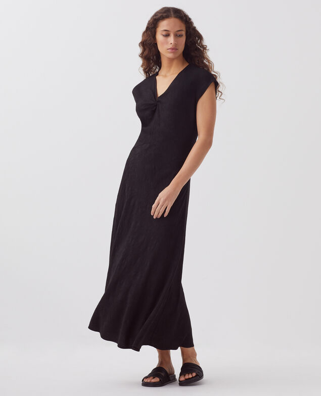 Vestido largo fluido trenzado H091 black beauty