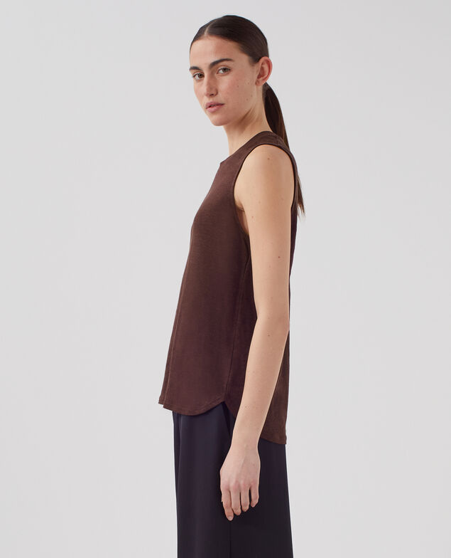 MARCELLE - Camiseta de lino sin mangas U190 wine