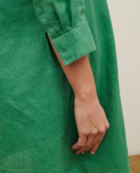 DAISY - Vestido amplio de lino 0542 pine green 3sdr016f04