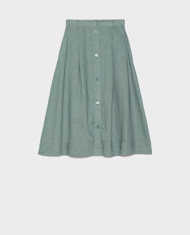Falda midi de lino 0381 dark forest