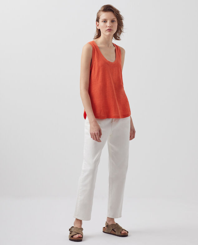 Camiseta sin mangas de lino 0250 tiger lily orange
