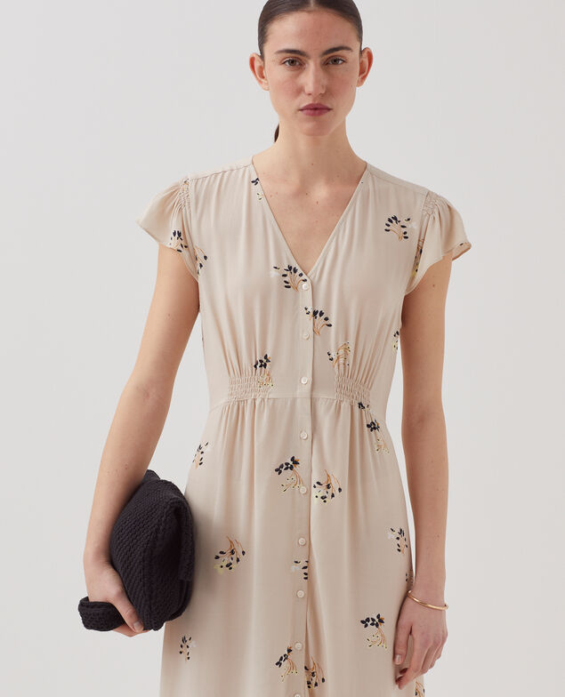 LUDIVINE - Vestido largo fluido J311 fl bouquet beige