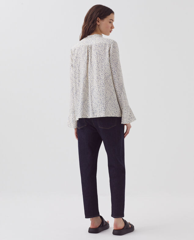 Blusa fluida de manga larga H620 daisy  blue