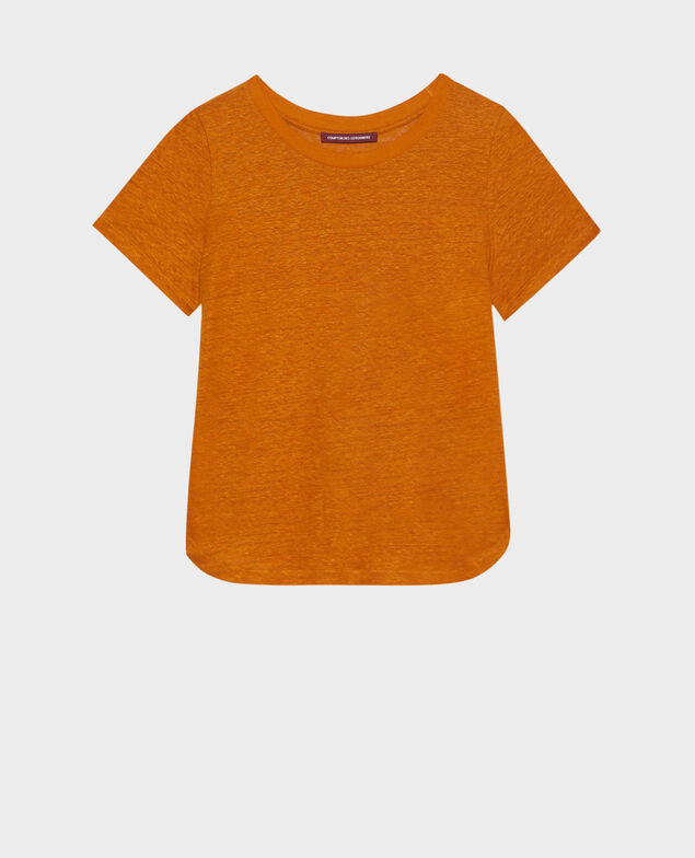 AMANDINE - Camiseta con cuello redondo de lino 29 orange